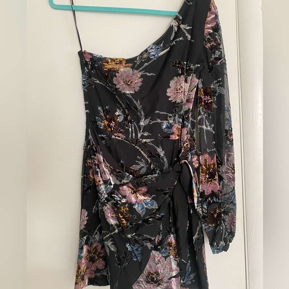 Velvet Floral Wrap Dress - Picture 3 of 5